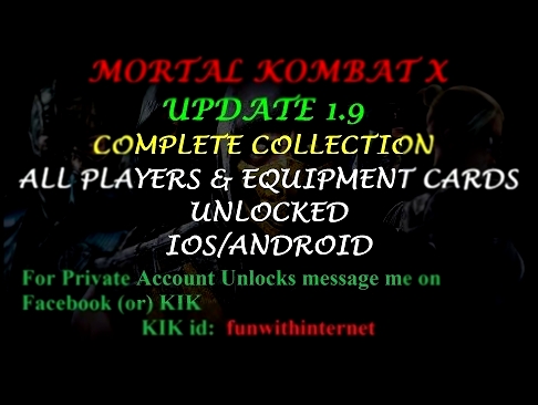 MKX UPDATE 1.9 ALL PLAYERS & EQUIPMENT CARDS  COMPLETE COLLECTION (IOS/ANDROID) 