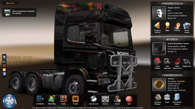 Euro Truck Simulator - menu