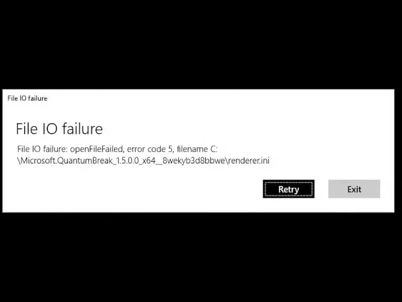 File IO failure вылетает Quantum Break решение