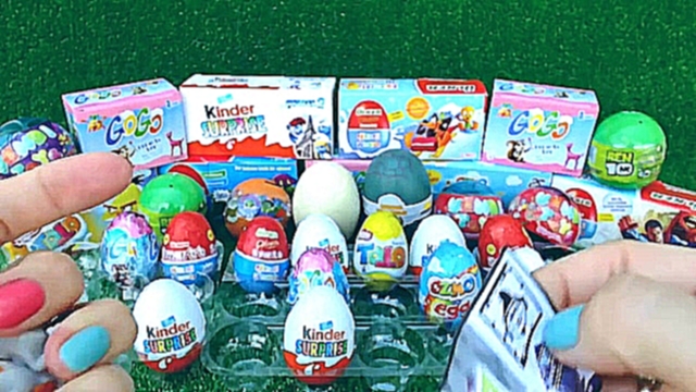 ✿ 40 Kinder Surprise Eggs Super Toys: Cars, Angry Birds, Spiderman, Smurfs, Disney, Ben Ten, Zombies 