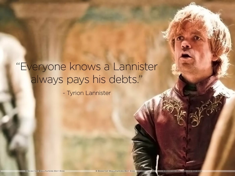 A Lannister Always Pays His Debts Игра престолов Песнь льда и пламени