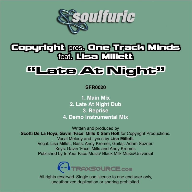 Copyright Presents One Track Mind Featuring Lisa Millet - Late At Night Late At Night Dub