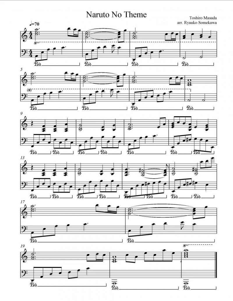 игра на пианино - Грустная мелодия из "Наруто"