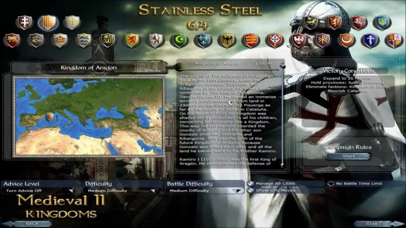 Medieval 2 Total War Stainless Steel 6.4