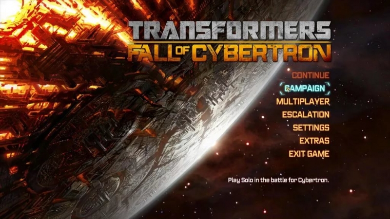 Transformers Fall of Cybertron - Main Menu